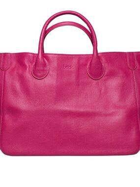 Hot Pink Leather Tote with Double Top Handles from Beck Bags